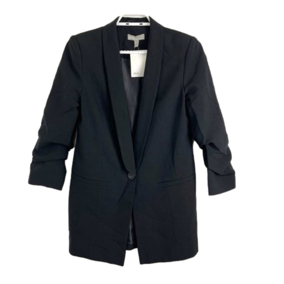 ASOS NWT Ruched Sleeve Black Blazer - Picture 1 of 9